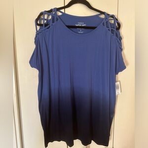 NWT Blue Torrid Super Soft Top - Lattice Shoulder 2X
